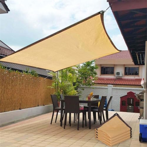 Sonnensegel Wasserdicht Sonnensegel Rechteckig mit Seile Sonnensegel Balkon 95% UV-Schutz Schattiernetz Geeignet für Balkon Schwimmbad Terrasse Garten Camping Outdoor (3x4m, 02 Khaki) von Battnot