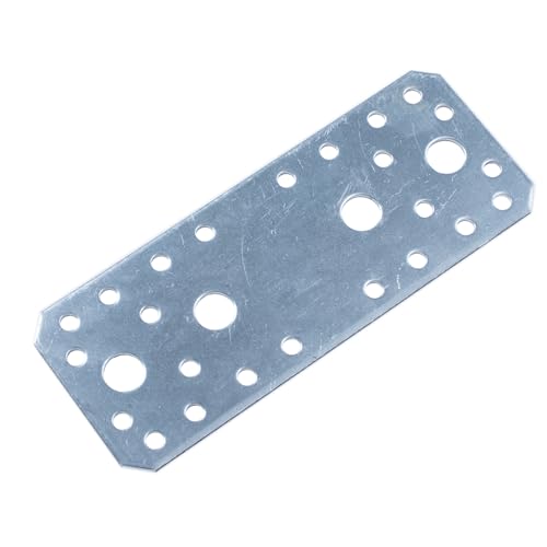 Lochplatte Holzverbinder aus galvanisch verzinktem Stahl - 4;6;8;12 oder 20 Stück, Verschiedene Maße der Verbindungsplatten (4, 55x140x2) von Bau Handwerker Service 24