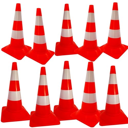 10 Stück Leitkegel 50 cm orange-weiß Warnhut Leitkegel Abperrhut Verkehrshut Pylon Absperrhüttchen Verkehrsleitkegel Kegel rot-weiss Warnkegel 500 mm Absperrpylon Verkehrshütchen von BauSupermarkt24