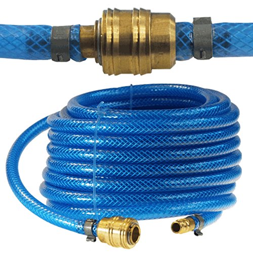 15 Meter DRUCKLUFTSCHLAUCH 15 bar Gewebeluftschlauch mit Kupplung Kupplung Stecknippel Druckluft Luftschlauch Kompressorschlauch Stecktülle Schnellkupplung Schlauch 15m Gewebedruckluftschlauch 15 m von BauSupermarkt24