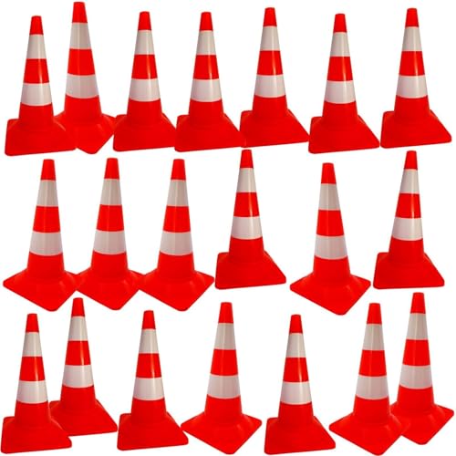 20 Stück Leitkegel 50 cm orange-weiß Warnhut Leitkegel Abperrhut Verkehrshut Pylon Absperrhüttchen Verkehrsleitkegel Kegel rot-weiss Warnkegel 500 mm Absperrpylon Verkehrshütchen von BauSupermarkt24
