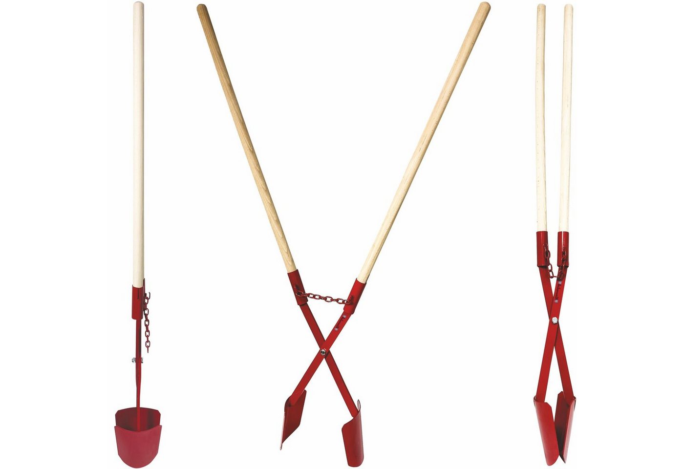 BauSupermarkt24 Garten-Multifunktionsgerät Erdlochausheber 11–28cm Ø Gr.1 Handbagger Erdlochschaufel m. 2 Stiele von BauSupermarkt24