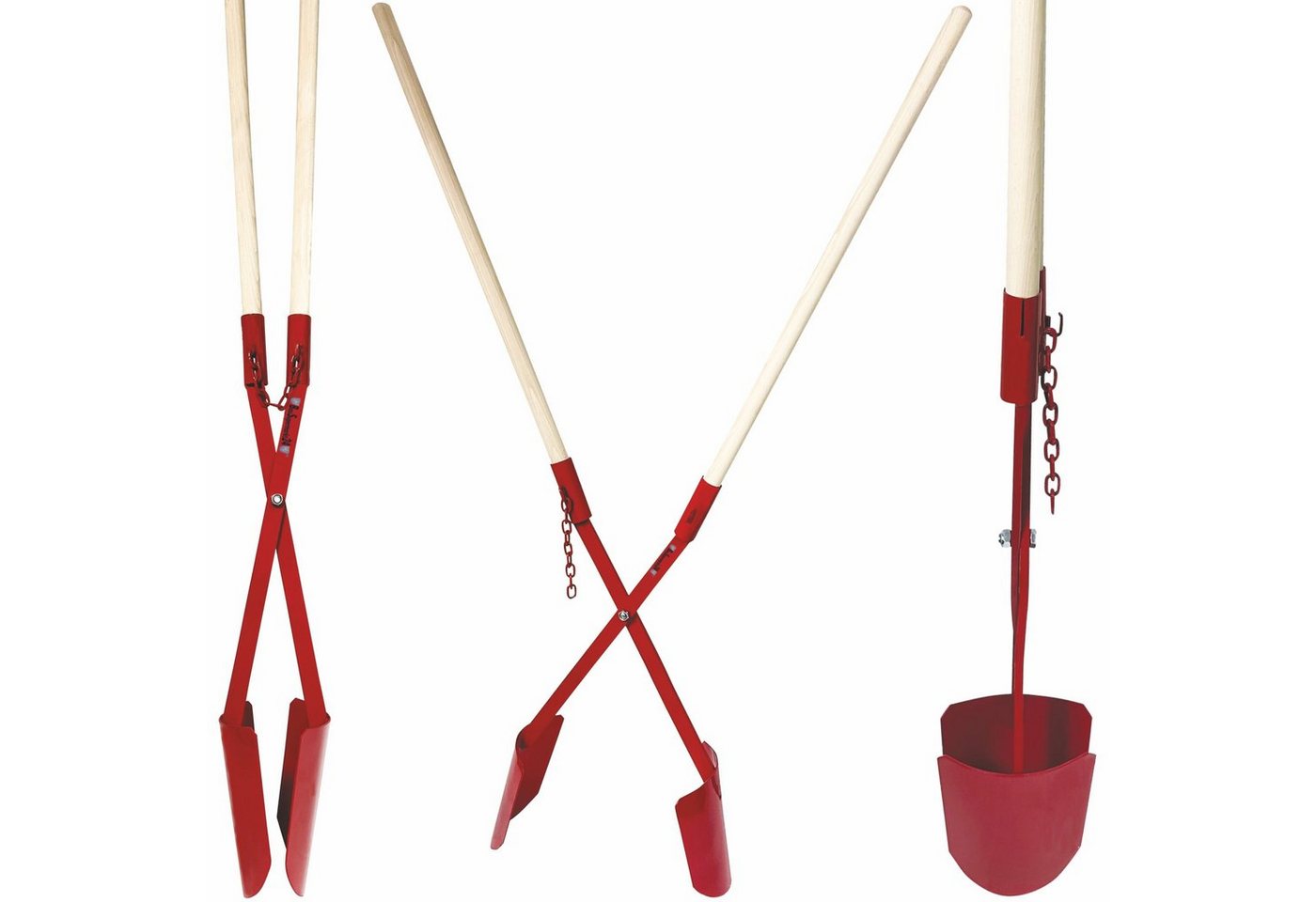 BauSupermarkt24 Garten-Multifunktionsgerät Erdlochausheber 15–32cm Ø Gr.2 Handbagger Erdlochschaufel m. Stiele von BauSupermarkt24