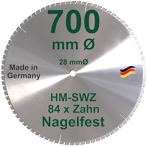 HM Kreissägeblatt SWZ 700 x 28 mm Z= 84 SUPER nagelfest Sägeblatt 700mm für Bauholz Naturholz Brennholz Hartholz Schalholz Faserplatten Leimholz Sägen Wippsäge Tischkreissäge Kreissäge Brennholzsäge von BauSupermarkt24