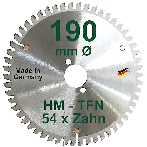 HM Sägeblatt 190 x 30 mm Zähne 54 TFN Kreissägeblatt Hartmetall 190mm Ersatzsägeblatt Trapez Flachzahn Negativ mit Spanabweiser Handkreissäge Kreissäge von BauSupermarkt24