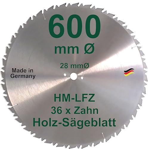HM Sägeblatt 600 x 28 mm mit Reduzierring 30 auf 28 mm LFZ Flach-Zahn Hartmetall Widea für Brennholz Hartholz Kreissägeblatt für Wippsäge und Brennholzsäge 600mm von BauSupermarkt24