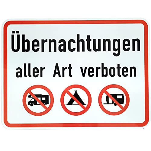 ORIGINAL Verkehrsschild " Übernachtungen aller Art verboten " 450 x 600 mm Sondertext RA1 Verkehrszeichen Schild Straßenschild Übernachtung Campingverbot Verbotsschild Camping Übernachten Verbot von BauSupermarkt24