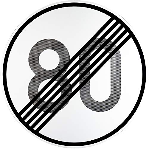 ORIGINAL Verkehrszeichen 278-80 * Ende der zulässigen Höchstgeschwindigkeit 80 km/h * Verkehrsschild Schild Schilder Strassenschild StVO Verbotsschild Straßenzeichen mit RAL Gütezeichen 600 mm 60 cm von BauSupermarkt24