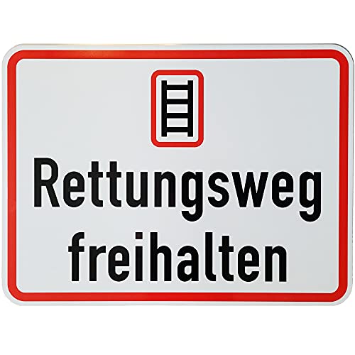 ORIGINAL Verkehrszeichen " Rettungsweg freihalten " 450 x 600 mm Sondertext RA1 Verkehrsschild Schild Straßenschild Feuerwehrweg Parkverbot Rettungsgasse Rettungsplatz Feuerwehr Alu-Metallschild von BauSupermarkt24