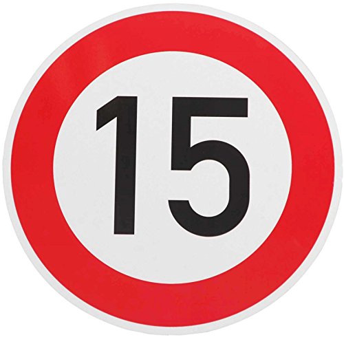 ORIGINAL Verkehrzeichen 15 KM/H Schild Nr. 250 (m. Sondertext) Verkehrsschild Straßenschild Straßenzeichen Metall auch Gebutrtstagschild zum 15. Geburtstag als 15km Geburtstagsschild 42 cm Metall von BauSupermarkt24