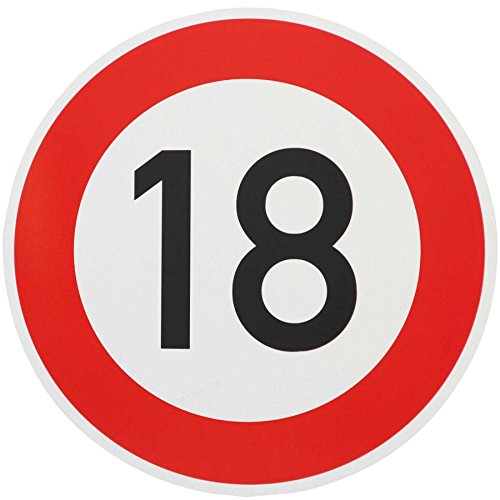 ORIGINAL Verkehrzeichen 18 KM/H Schild Nr. 250 (m. Sondertext) Verkehrsschild Straßenschild Straßenzeichen Metall auch Gebutrtstagschild zum 18. Geburtstag als 18km Geburtstagsschild 42 cm Metall von BauSupermarkt24