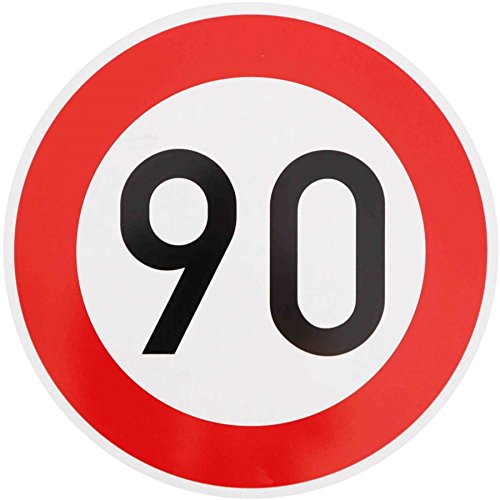 ORIGINAL Verkehrzeichen 90 KM/H Schild Nr. 274-59 Verkehrsschild Straßenschild Straßenzeichen Metall auch Gebutrtstagschild zum 90. Geburtstag als 90km Geburtstagsschild 42 cm Metall mit Folie-Typ1 von BauSupermarkt24