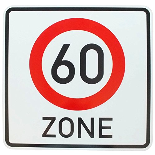 BauSupermarkt24 Original Zone 60 Reflektierendes Straßenschild, 42 x 42 cm, Verkehrsschilder, Signage, Zonenschild, Straßenschild von BauSupermarkt24