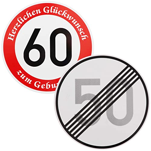 Original 2 x Verkehrszeichen Nr. 278-50 Ende 50 km/h und Nr. 274-60 60 km/h Schilder Straßenschild Verkehrsschild Geburtstagsschild zum 60 Geburtstag von BauSupermarkt24