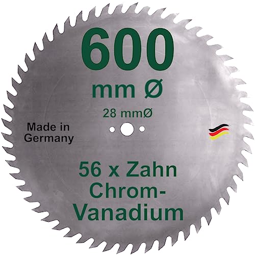 Sägeblatt CV 600 x 28 mm KV-A Wolfszahn Brennholzsägeblatt Kreissägeblatt Chrom-Vanadium für Brennholzsäge Wippsäge und Brennholz von BauSupermarkt24