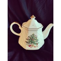 Merry Christmas Teapot Erhabenes Gitterporzellan Made in Japan Keine Marke Würde Mit Spode Makellos Überein von BaublesBowsToo