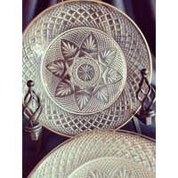 Set Von 8 + 1 Vintage Cristal D'arques-Durand "Antique Clear" Musterplatte, Salat Luncheon 18Kt Goldrand von BaublesBowsToo