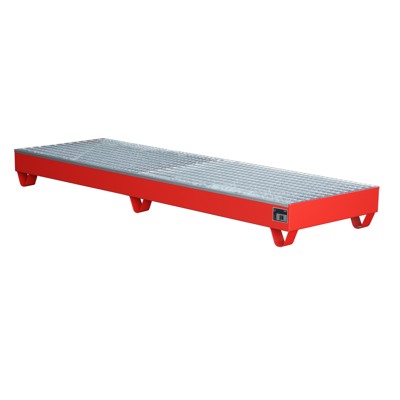 Auffangwanne mit Gitterrost 2400 x 800 x 250mm, lackiert rot RAL 3000 von Bauer