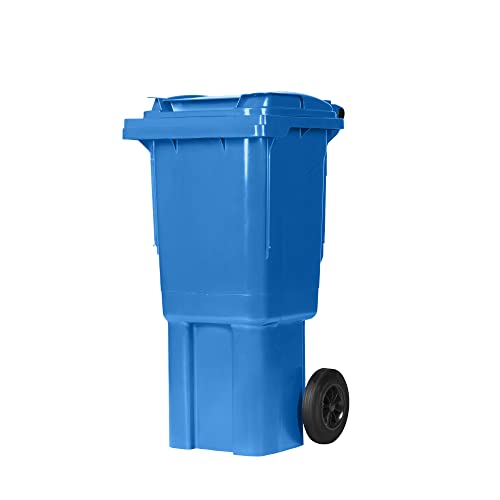 BAUER Mülltonne mit 2 Rädern und Deckel, Müllgroßbehälter, Abfalltonne, Mülleimer, Volumen: 60 Liter, Farbe: Blau, Größe: 935 x 445 x 522 mm von Bauer