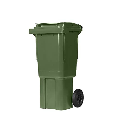 Bauer Mülltonne mit 2 Rädern und Deckel, Müllgroßbehälter, Abfalltonne, Mülleimer, Volumen: 60 Liter, Farbe: Grün, Größe: 935 x 445 x 522 mm von Bauer