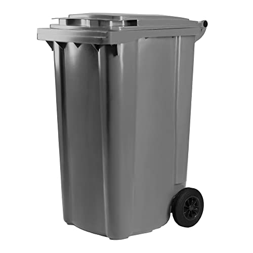 Bauer Mülltonne mit 2 Rädern und Deckel, Müllgroßbehälter, Abfalltonne, Mülleimer, Volumen: 240 Liter, Farbe: Hellgrau von Bauer