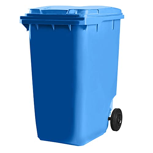 Bauer Mülltonne mit 2 Rädern und Deckel, Müllgroßbehälter, Abfalltonne, Mülleimer, Volumen: 360 Liter, Farbe: Blau, Größe: 1 098 x 596 x 880 mm von Bauer
