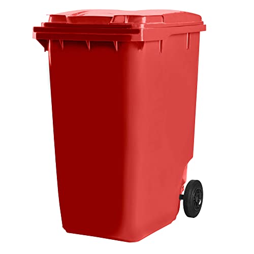 Bauer HARDWEX Mülltonne mit 2 Rädern und Deckel, Müllgroßbehälter, Abfalltonne, Mülleimer, Volumen: 360 Liter, Farbe: Rot, Größe: 1 098 x 596 x 880 mm von Bauer