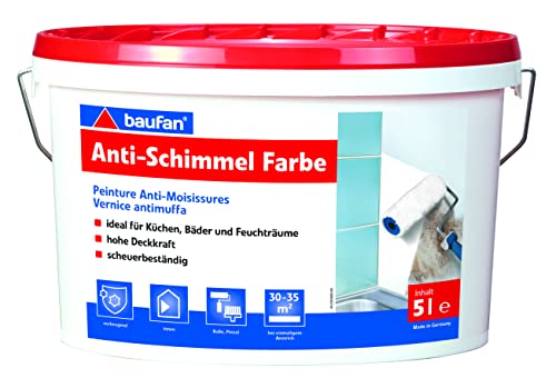 Baufan Antischimmelfarbe - 5l I Schimmel Wandfarbe mit Filmkonservierung zum Langzeitschutz vor Schimmelbefall im Haus I Deckend & scheuerbeständig von Baufan