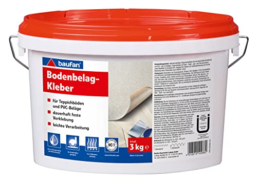 Baufan Bodenbelagkleber - 3kg I Für Teppich, Nadelfilz, PVC-Boden & CV-Beläge I Bodenkleber für Fußbodenheizung I Emissionsarm und lösungsmittelfrei von Baufan