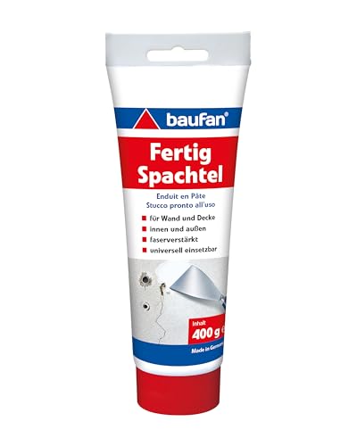 Baufan Fertigspachtel Weiß 400g I Für Wand- und Deckenflächen im Innen- & Außenbereich I Faserverstärkt für hohe Festigkeit I Härtet rissfrei aus von Baufan