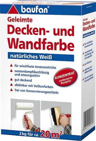 Baufan Geleimte Decken- und Wandfarbe 2 kg weiß von Baufan