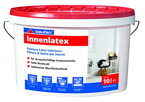 Baufan Innenlatex Wandfarbe mit hoher Deckkraft - 10l I Latexfarbe frei von Lösungsmitteln, Weichmachern I Edelmatt, spritzbar & nassabriebbeständig von Baufan