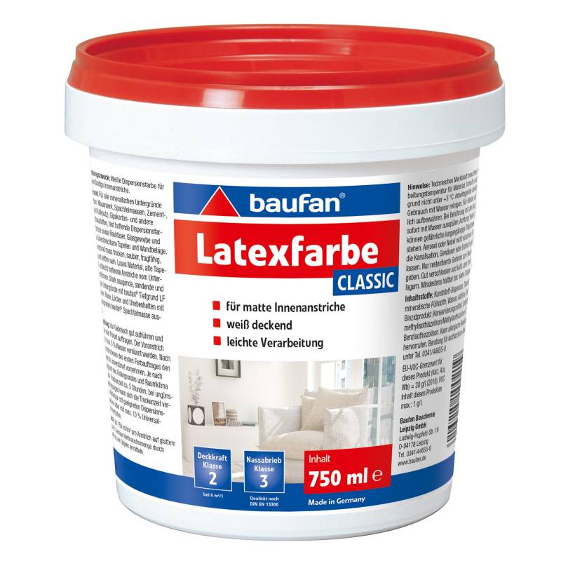 Baufan Latexfarbe weiß matt 750 ml von Baufan
