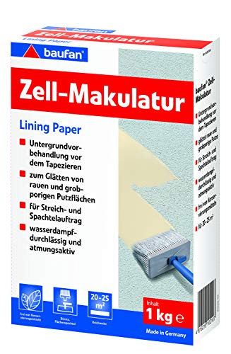 Baufan Zell Makulatur zum Glätten von rauen Putzflächen - 1kg I Wasserdampfdurchlässige, atmungsaktive Grundierung frei von Konservierungsmitteln von Baufan