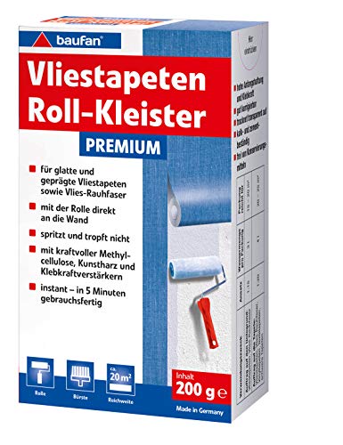 Baufan Vliestapeten Roll Kleister - 200g I Vliestapetenkleister für glatte & geprägte Vliestapeten & Vlies-Rauhfaser I Instant Tapetenkleber von Baufan