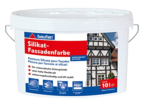 Baufan Silikatfassadenfarbe 10 Liter weiss innen und aussen von Baufan