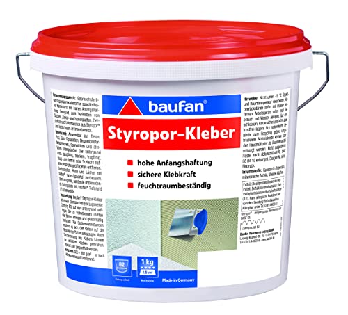 Baufan Styroporkleber - 7kg I Monatgekleber für Decken- & Isolierplatten, Zierprofile & Untertapeten I starkhaftender Styropor Kleber für innen von Baufan