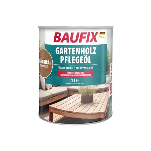BAUFIX Gartenholz-Pflegeöl bangkirai, seidenmatt, 1 Liter, lösemittelhaltiges Holzöl für den Außenbereich, mit Imprägnierwirkung von Baufix