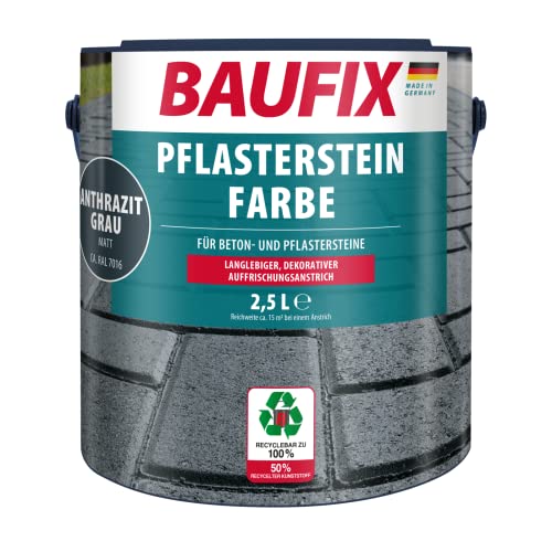 BAUFIX Pflasterstein Farbe anthrazitgrau, matt, 2.5 Liter, Beton- und Bodenfarbe, mit gute Haftung, für Beton/Pflastersteine, langer Witterungsschutz von Baufix
