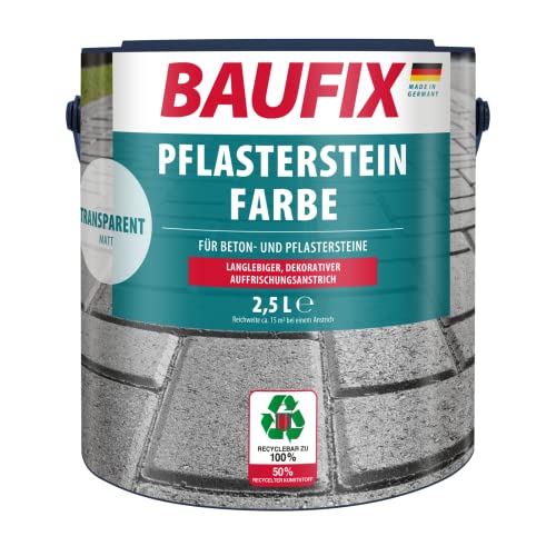 BAUFIX Pflasterstein Farbe transparent, matt, 2.5 Liter, Beton- und Bodenfarbe, mit gute Haftung, für Beton/Pflastersteine, langer Witterungsschutz von Baufix