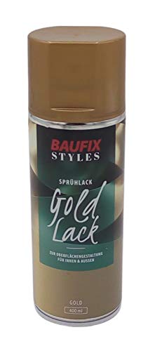 Baufix Gold Silber Lackspray 400ml Farbspray Sprühdose Lack Buntlack Sprühfarbe, Farbe:Gold von Baufix