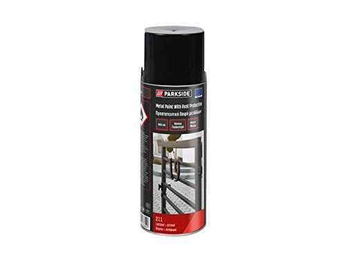 Parkside Metall Schutzlack 400 ml silbergrau weiß schwarz Rein-Alkydlack Glänzend Metallschutzlack zum Streichen (schwarz) von Baufix