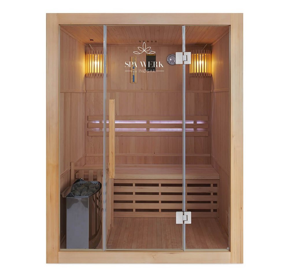 BaukastenStore Sauna »MILA L Traditionelle Sauna Indoor Inkl. LED RGB Beleuchtung«, BxTxH: 150 x 120 x 190 cm von BaukastenStore