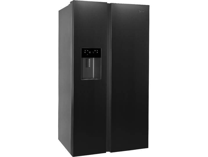 BAUKNECHT Side-by-Side SBS IW D90 Black , D (A-G), silber (edelstahloptik schwarz), B:91cm H:179cm T:70,5cm, Kühlschränke von Bauknecht