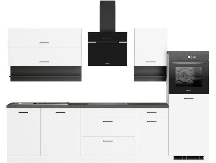 Küchenzeile KOCHSTATION Betty , küche: weiß, front: weiß matt, korpus: weiß matt, arbeitsplatte: betongrau, B:300cm H:166cm T:60cm, Komplettküchen-Sets, Breite 300 cm, mit E-Geräten von Bauknecht Küchenzeile KOCHSTATION Betty , küche: weiß, front: weiß matt, korpus: weiß matt, arbeitsplatte: betongrau, B:300cm H:166cm T:60cm, Komplettküchen-Sets, Breite 300 cm, mit E-Geräten von Bauknecht von Bauknecht