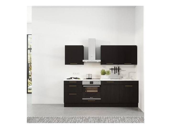 ROCTOR Küchenzeile RT7002 Toronto Eiche schwarz / AP Spachtelbeton graphit - 240 cm Breit, Inklusive Bauknecht E-Geräten, Inkl. Abfalleimersystem von Bauknecht