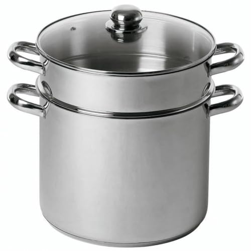 Baumalu 343638 Dampfgarer aus Edelstahl 20 cm-5,8 Liter Kapazität-induktionsgeeignet-mit Glasdeckel zur Überwachung des Garvorgangs-spülmaschinenfest-Abmessungen Ø20cm, Acier, Silberfarben von Baumalu