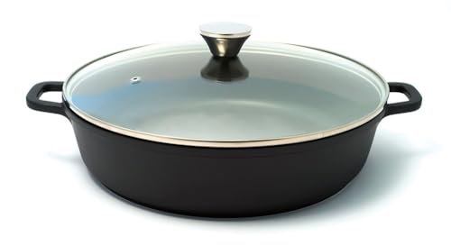 Baumalu 384920 Baumalu-32 cm Schmortopf aus schwarzem Aluminiumguss, antihaftbeschichtet mit Whitford Xylan Plus, Glasdeckel mit Edelstahlknopf, für alle Herdarten einschließlich Induktion, Acier Baumalu 384920 Baumalu-32 cm Schmortopf aus schwarzem Aluminiumguss, antihaftbeschichtet mit Whitford Xylan Plus, Glasdeckel mit Edelstahlknopf, für alle Herdarten einschließlich Induktion, Acier von Baumalu