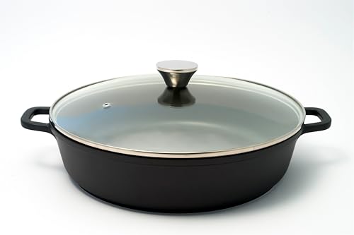Baumalu - Niedrigtemperatur-Schmortopf 32 cm - 5 l aus Aluminiumguss mit Glasdeckel - PFAS-freie Keramikbeschichtung - Ideal zum Schmoren und gesunden Kochen - Leicht und langlebig Baumalu - Niedrigtemperatur-Schmortopf 32 cm - 5 l aus Aluminiumguss mit Glasdeckel - PFAS-freie Keramikbeschichtung - Ideal zum Schmoren und gesunden Kochen - Leicht und langlebig von Baumalu