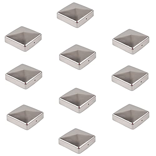 Baumarktplus 10x Edelstahl Pfostenkappe Abdeckkappe für Pfosten Pyramide 91 mm 9x9 cm von Baumarktplus